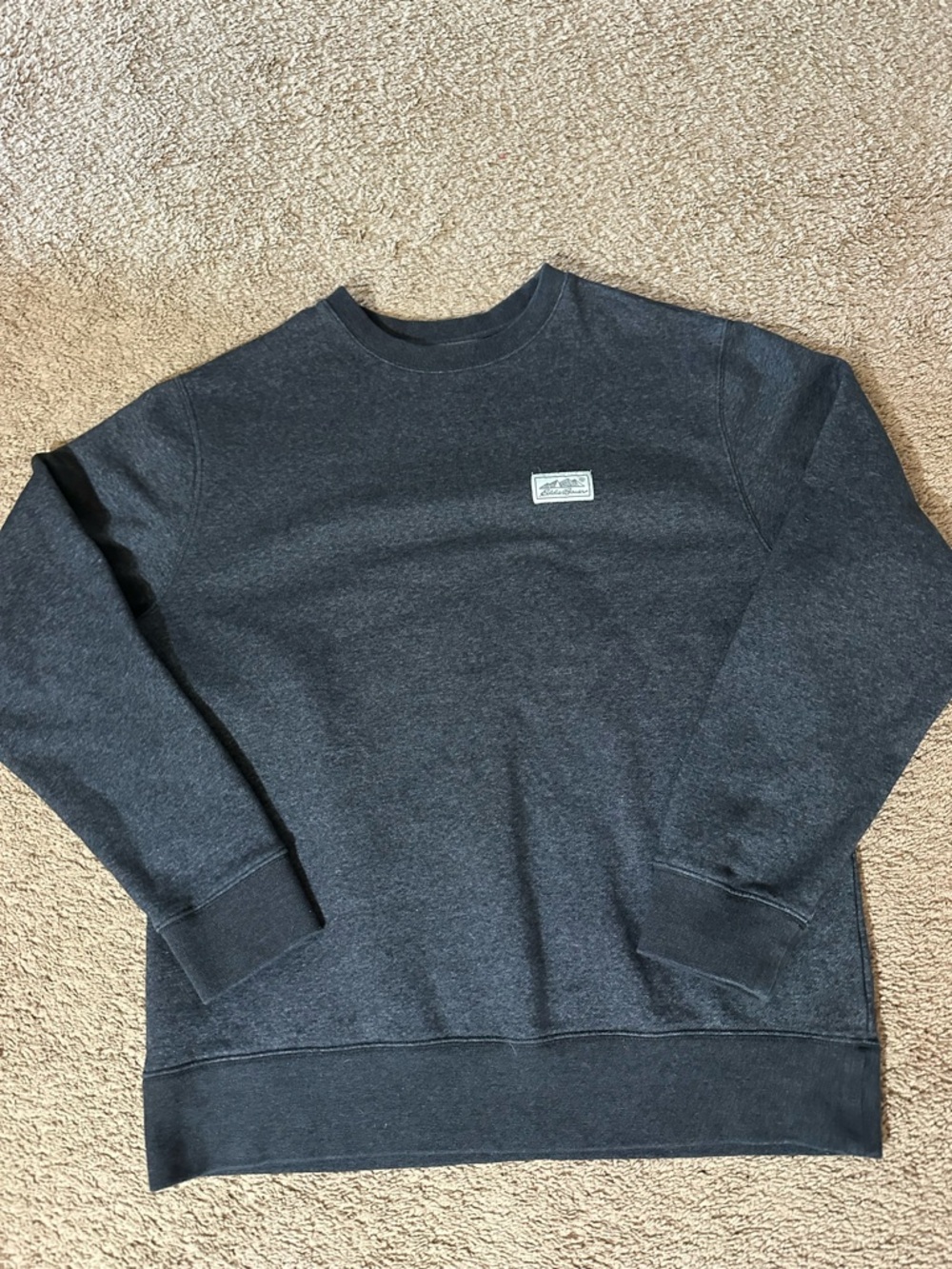 Eddie Bauer Men’s Heavyweight Crewneck Sweatshirt Charcoal Size Large Logo